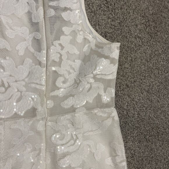GB Gianni Bini Dress Womens Size Medium ivory Sleeveless sequins mesh $129 - Picture 4 of 4